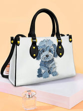 Damen-Hunde-Patchwork-Umhängetasche aus Leder